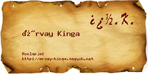 Árvay Kinga névjegykártya