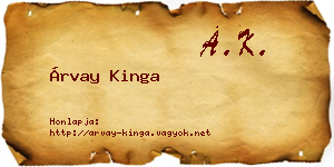 Árvay Kinga névjegykártya
